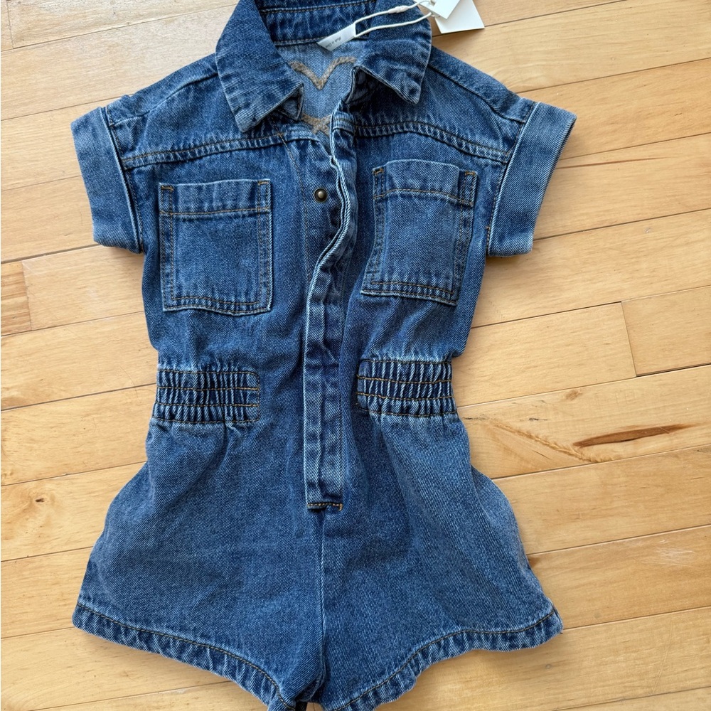 NWT Rylee + Cru Denim Blue Kids One Piece